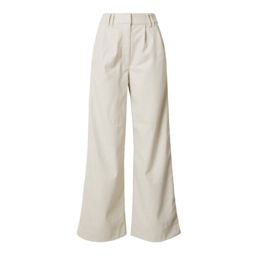 Topshop Faux Leather Super Wide Tailored Pants in Ecru, Size 8